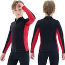 Kids Wetsuit Top Jacket for Boys Girls Toddler Youth, Children's Wet Suit Shirt Neoprene 3mm Long Sleeve Front Zipper Swimsuit for Swimming Surfing Dive Snorkeling Water Sports (Size: 14)