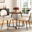 VECELO Dining Chairs Set of 4, Upholstered Kitchen Chairs with Extra Thick Cushion & Sturdy Metal Frame, Faux Leather Chairs for Vanity, Kitchen, Living Room, Beige