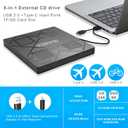 5-in-1 Extemal CD/DVD Drive for Laptop,USB 3.0 & Type-C Portable CD/DvD Rw Burner with SD/TF Card Reader &DVD-ROM Rewritable PlayerCompatible with Laptop Pc Desktop, Windows11/10/8/7 Linux Mac os