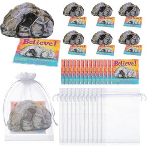 AmazingSpark 16 Set Easter Mini Empty Tomb Handouts with Cards Bags, Christian Easter Gifts Resurrection Scene Set for Church Gifts Prizes Basket Stuffers Religious Party Favor