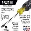 Klein Tools 603-6 #3 Phillips Screwdriver, Made in USA, with 6-Inch Round Shank and Cushion Grip Handle