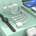 Travel 3M/10FT USB C Multi 6-in-1 Fast Charging iWatch Charger Cable,USB A/USB C Apple Watch Charger+Lightning*2+Type C Cord Combo for Smart Watch Series9 8 7 6 5 SE/iPhone15 14 13/Samsung/iPad/Huawei
