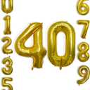 2 x 40 Inch Large Gold Number Celebration and Decoration Balloon for Birthday Parties, Graduations, Anniversaries, Weddings, Photo Shoots, Special Events - Helium Foil Mylar (Gold Number 40)