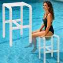 24 Inch Underwater Pool Stool for in-Pool Seating & Relaxation, Heavy Duty Submerged Pool Chair for in Pool, Ideal for Pool Lounging, Pool Bar, Poolside Chair with Foot Rest for Edge of Pool (White)