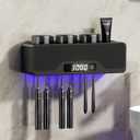 Toothbrush Holders for Bathrooms,Rechargeable Cordless Wall Mounted Tooth Brushing Holder,3 Cup Electric Toothbrush Holder,Bathroom Fashion Decorations (Black)