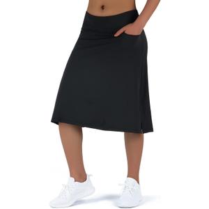 Women's Midi Length Skorts Skirts with 3 Pockets Modest Skirts Women's 24" Knee Length Skort (XX-Large, Black)