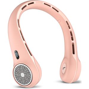 Portable Neck Fan with 4000mAh Rechargeable Battery & LED Display, Personal Cooler for Women/Men, 3-Speed Bladeless 360 Cooling Fans, Stylish Gift for Gym/Travel/Office, Pink