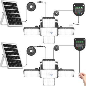 Solar Shed Light Indoor Outdoor, 2000LM 268LED Solar Pendant Light with Motion Sensor, Pull Cord Controller with Mode & Battery Display, Day/Night Use, 4 Modes, IP65 Waterproof for Garage Barn Gazebo