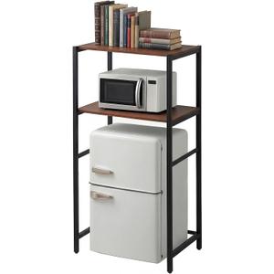 Colingmill 2 Tier Black Tier Mini Fridge Stand with Storage for Dorm Over Mini Fridge Multipurpose Storage Shelf Rack Standing Organizer for College Rooms Kitchen Pantry, Home, and Offices, Coffee, 18.3 inches deep x 23.6 inches wide x 57 inches