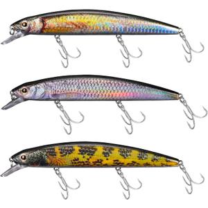 Fishing Lures for Freshwater Saltwater, Minnow Jerkbait and Crankbait are Suitable for All Water Layers, Shining and Lifelike Fishing Baits to Improve Fishing Efficiency, Gift for Men (A1-5.5",0.9oz)
