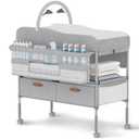 Diaper Changing Station, Portable Changing Table for Baby, Diaper Changing Table with Storage Drawers, Waterproof Baby Changing Station with Wheels and Adjustable Height for Newborn Infant (Grey)