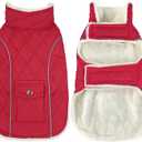 Malier Dog Winter Coat, Large, Red - Windproof, Extra Warm, Reflective Clothes for  Large Dogs and Puppy