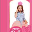 Pink Dream Box Photo Booth for Kids Girls – Sturdy Cardboard Princess Doll Display Stand with 5 Dress Up Accessories – No Assembly, Ready to Use Birthday Party Decoration