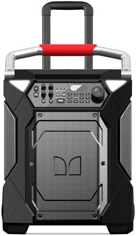Monster Rockin’ Roller 360 Indoor/Outdoor Portable Bluetooth Speaker | Up to 240W of 360 Degree Sound & Up to 100 Hours of Playtime | Includes Microphone