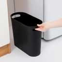 Rejomiik Small Trash Can, 3.5 Gallon Slim Garbage Can Plastic Waste Basket with Handles Container Bin for Narrow Spaces Bathroom, Bedroom, Kitchen, Office at Home, Black
