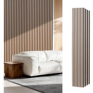 Acoustic Wood Slat Wall Panels - White Oak Soundproof Paneling for Interior Wall Decor, Modern Design, 94" x 12", 4-Pack