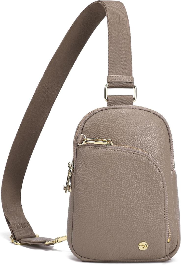 INICAT RFID Blocking Sling Bag, Anti Theft Crossbody Bag for Women, Travel Fanny Pack Style Purse, Vegan Leather (Gray)