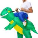 Inflatable Dinosaur Costume Adults, Inflatable Halloween Costumes, Ride on Dino Costume, Blow Up T-rex Costume Fancy Dinosaur Suit for Halloween Party
