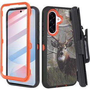 for Samsung Galaxy A56 Phone Case with Screen Protector - Military-Grade Durable Belt Clip Holster, Shockproof Full Body Protection & Built-in Kickstand for Ultimate Safety (Deer)