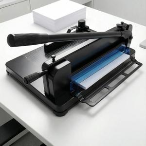 Heavy Duty Paper Cutter for A4 Paper, Guillotine Paper Cutter 12 Inch, 400 Sheet Capacity, Solid Steel Construction, Black, 20.87"x15.55"x7.87"