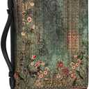 WUDUTOP Bible Cover Case for Women PU Leather Woman Book Carrying Bag Bible, Protective Bible Organizer Holder Bag with Handle and Zippered Pocket, Christian Gift for Lady Girls (Boho Floral, XL)