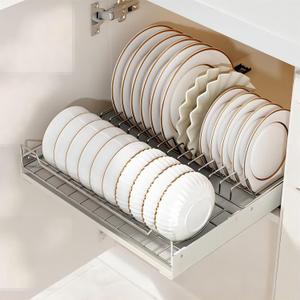 Pull-out Cabinet Organizer Fixed with Adhesive Nano Film, Slide out Dish Drying Rack for Kitchen Cabinets, Pull Out Drawer for Kitchen Under Sink Organizer