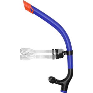 Swimmer's Snorkel for Lap Swimming, Adult Snorkeling Gear Swim Training, Center-Mount Silicone Mouthpiece One-Way Purge Valve in Pool and Open Water (Blue)