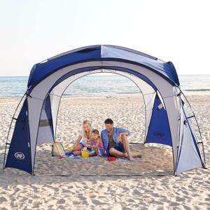 UNP Easy Beach Tent Pop Up Canopy UPF50+ Tent with Side Wall, Ground Pegs, and Stability Poles, Sun Shelter Rainproof, Waterproof for Camping Trips, Backyard Fun, Party Or Picnics (8 x 8 ft, Blue)