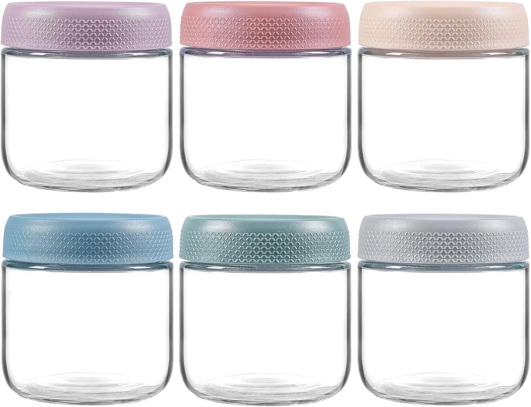 NETANY 6-pack 10oz Glass jars with Airtight Lids, Overnight Oats Containers with Lids, Wide mouth Mason Salad jars, Glass Food Storage Containers for Snacks Yogurt Spice Sugar