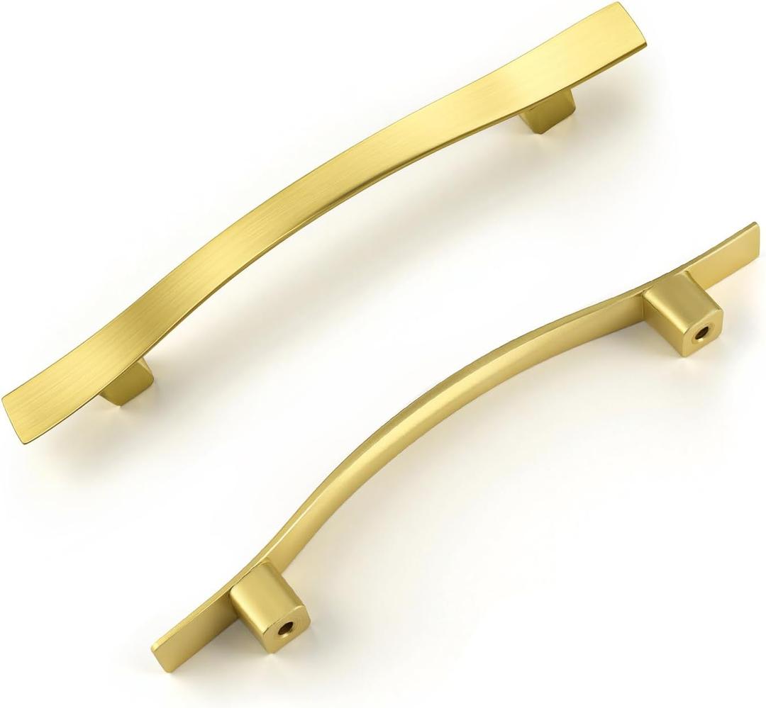 Knobonly 25 Pack Cabinet Handles 3-3/4 inch(96mm) Hole Centers, Gold Drawer Pulls, Bridge Design, Zinc Alloy
