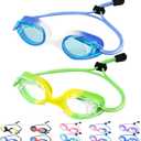Vvinca Kids Swim Goggles with Bungee Strap No Leaking Anti Fog Toddler Goggles with Quick Adjust Ages 3-14