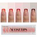 BTArtboxnails XCOATTIPS French Tip Press on Nails - Red French Tip Nails Square, Valentine's Press on Nails Short, Soak Off Soft Gel Nail Extension 160Pcs