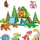 Magnetic Tiles Animals & Dinosaurs Toys, STEM Educational Building Blocks, Sensory Set 35 PCS for Toddlers Kids Ages 3-5 5-7, Boys Girls Birthday Gift Age 3+