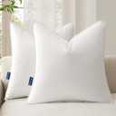 MIULEE 18x18 Throw Pillow Inserts,Set of 2 Decorative Pillow Inserts with Soft Cotton Cover,Fluffy and Cozy Indoor Square Sofa Couch Pillow Inserts White