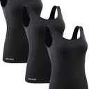 NELEUS Women's 3 Pack Compression Tank Top Support Yoga Bra with Cups Athletic Running Shirts, Size: Large