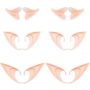 GREAT&LUCKY Cosplay Fairy Pixie Elf Ears - Soft Pointed Tips Anime Party Dress Up Costume Masquerade Accessories for Halloween Christmas Party (6 Pair)