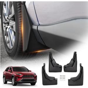 Powerty Custom Fit for Mud Flaps Toyota RAV4 2025 2024 2023 2022 2021 2020 2019 Splash Guards Molded Front and Rear Fender Cover Black ABS 4Pcs Set Hybrid Accessories (Not Fit for 2021 RAV4 Prime)