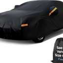 EzyShade 10-Layer Car Cover Waterproof All Weather [See Vehicle Size Chart for Accurate Fit] Car Covers for Automobiles - Full Exterior Covers - Rain Sun Wind Snow. Black, Size A4 (See SizeChart)