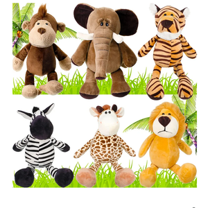 Zhanmai 6 Pieces Safari Stuffed Animals Plush Jungle Animal Toys Set for Boys Girls, Lion Elephant Zebra Giraffe Tiger Monkey for Valentine's Day Gift Animal Themed Parties Student Award