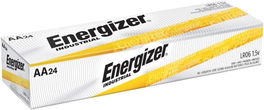 AA Batteries - Energizer Industrial Alkaline Batteries, (24 Count) Model EN91