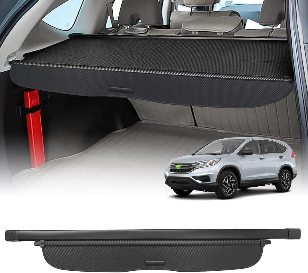 Powerty Retractable Cargo Cover for 2012-2016 Honda CRV, Canvas Texture Trunk Cover Privacy Screen Rear Security Shade for CR-V Accessories