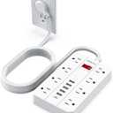 Power Strip Surge Protector, SMNICE Flat Plug Long Extension Cord 10 Ft with 8 Widely Spaced Outlets 6USB(1 USB C) Charging Station, Wall Mount for Dorm Home, Office Accessories,White