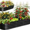 NestNature 17" Tall Galvanized Garden Bed,10-in-2 Modular Raised Garden Bed