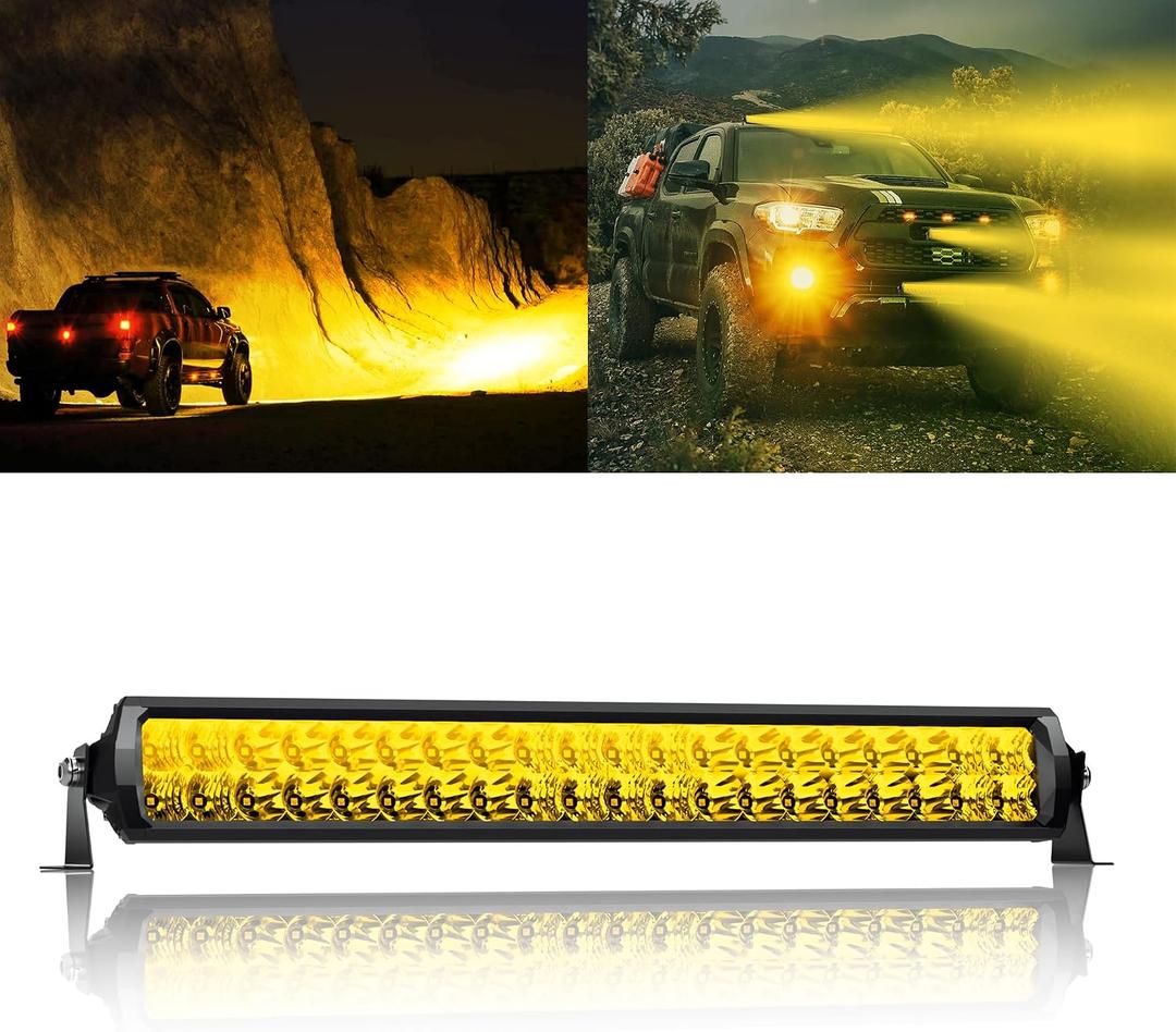 Amber LED Light Bar 22 Inch Double Row Super Bright Spot Flood Combo LED Work Light Driving Fog Lamp for Pickup 4x4 Off Road Truck ATV UTV SUV Boat 9-36V 200 W IP68 & IP69K Waterproof