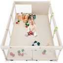 Fodoss Baby Playpen, 71x47inch Large Playpen for Babies and Toddlers, Indoor & Outdoor Play Yard, Baby Fence Play Area (Beige)