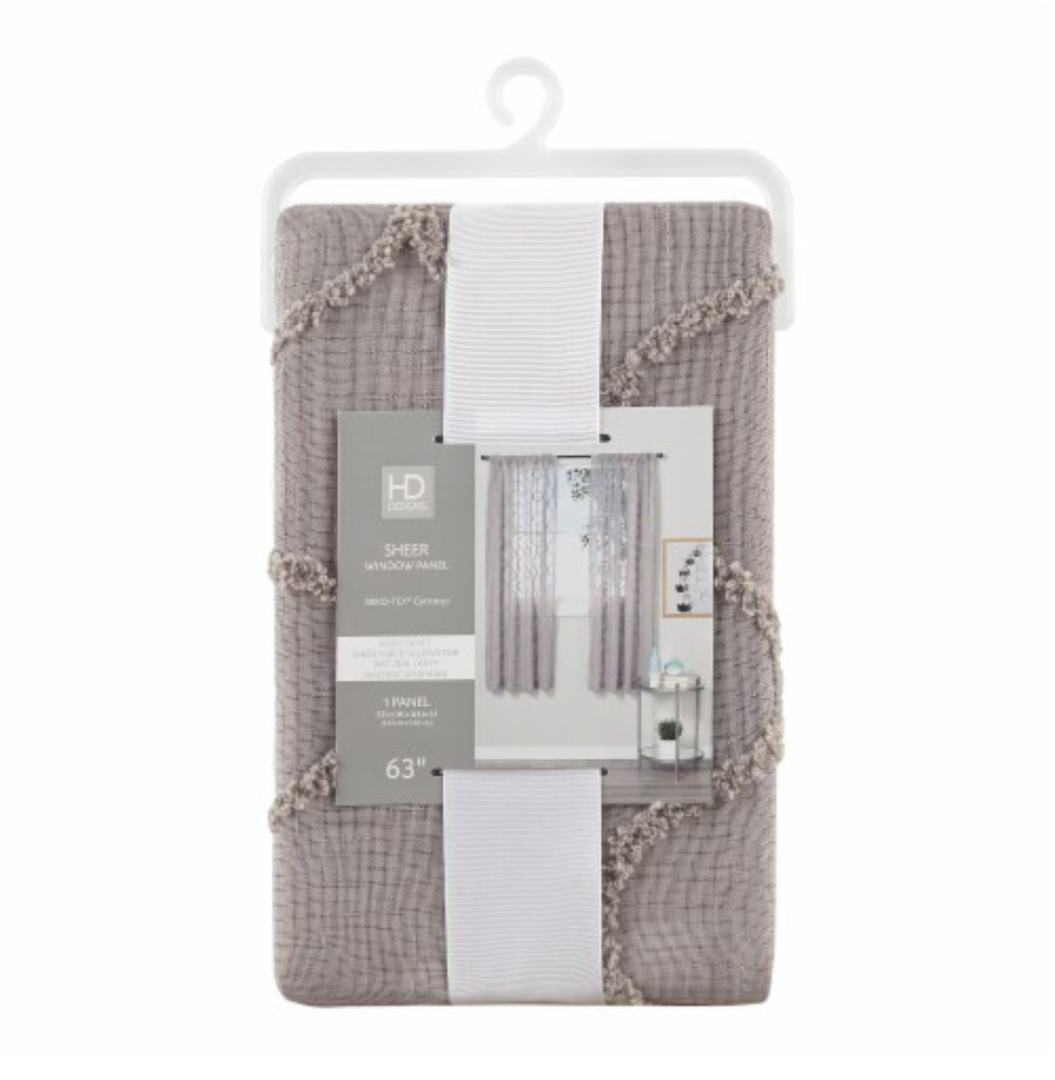 HD Design Sheer window panel 52inW × 63inH