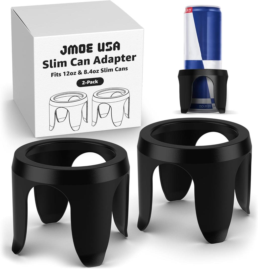 Jmoe USA Slim Can Cup Holder Insert for Car | Fits 8.4oz & 12oz Cans | Reversible and Wiggle-Free Design | Heat-Resistant Material | Compatible with Slim Energy Drinks (2-Pack)