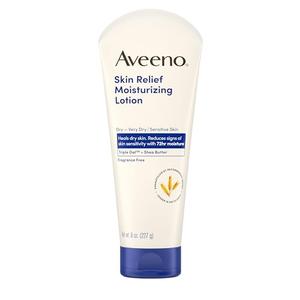 Aveeno Skin Relief Moisturizing Lotion Heals Very Dry, Sensitive Skin, Fast-Absorbing Body Lotion with Soothing Triple Oat & Shea Butter Formula, Fragrance Free, Non-Comedogenic, 8 oz