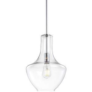 JONATHAN Y JYL6400A Watts 10.5" Glass/Metal LED Pendant Farmhouse Contemporary Dimmable Dining Room Living Room Kitchen Foyer Bedroom Hallway, Chrome/Clear