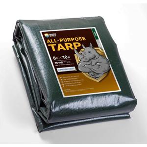 GUARD SHIELD Super Heavy Duty Green/Silver Poly Tarp Cover 8x10 Feet Waterproof 16mil Thick UV and Tear Resistant Tarpaulin with Grommets and Reinforced Edges